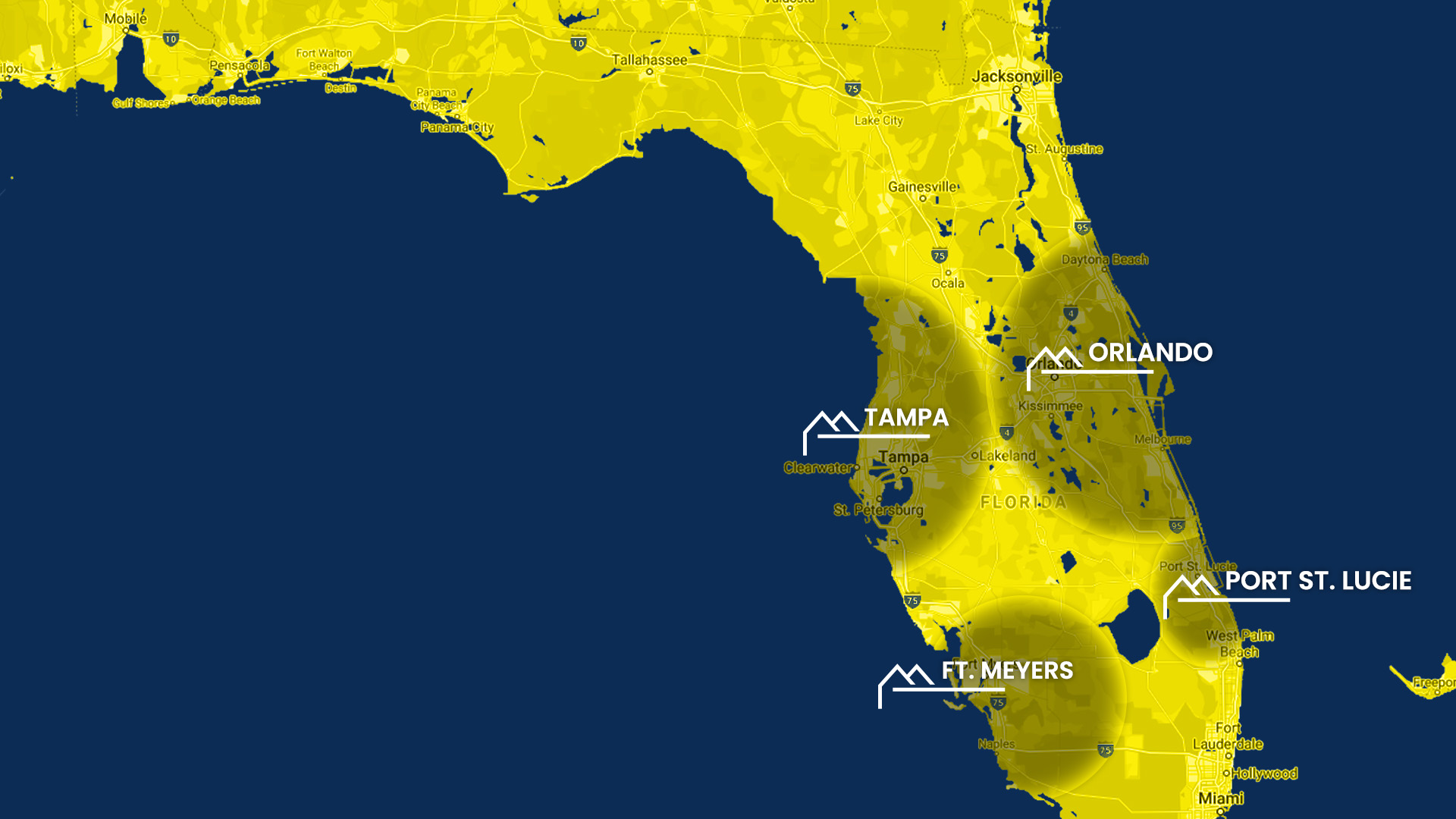 Map of Morgan Exteriors Florida service locations